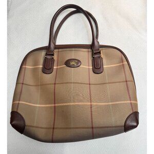 Burberrys Haymarket Check Canvas & Leather Bag with‎ COA